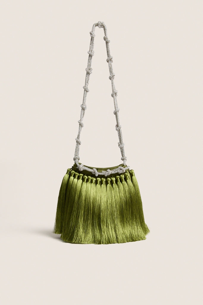 Moss Green Tassel Evening Knotty Bag