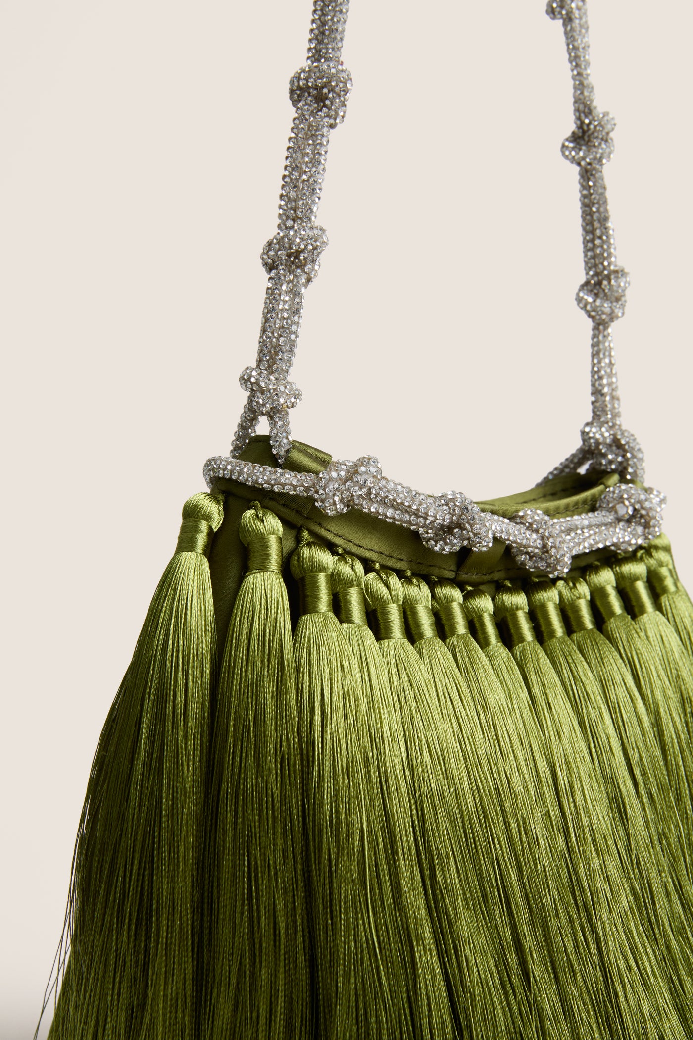 Moss Green Tassel Evening Knotty Bag