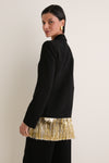 Black Odette Crepe Fringe Blazer