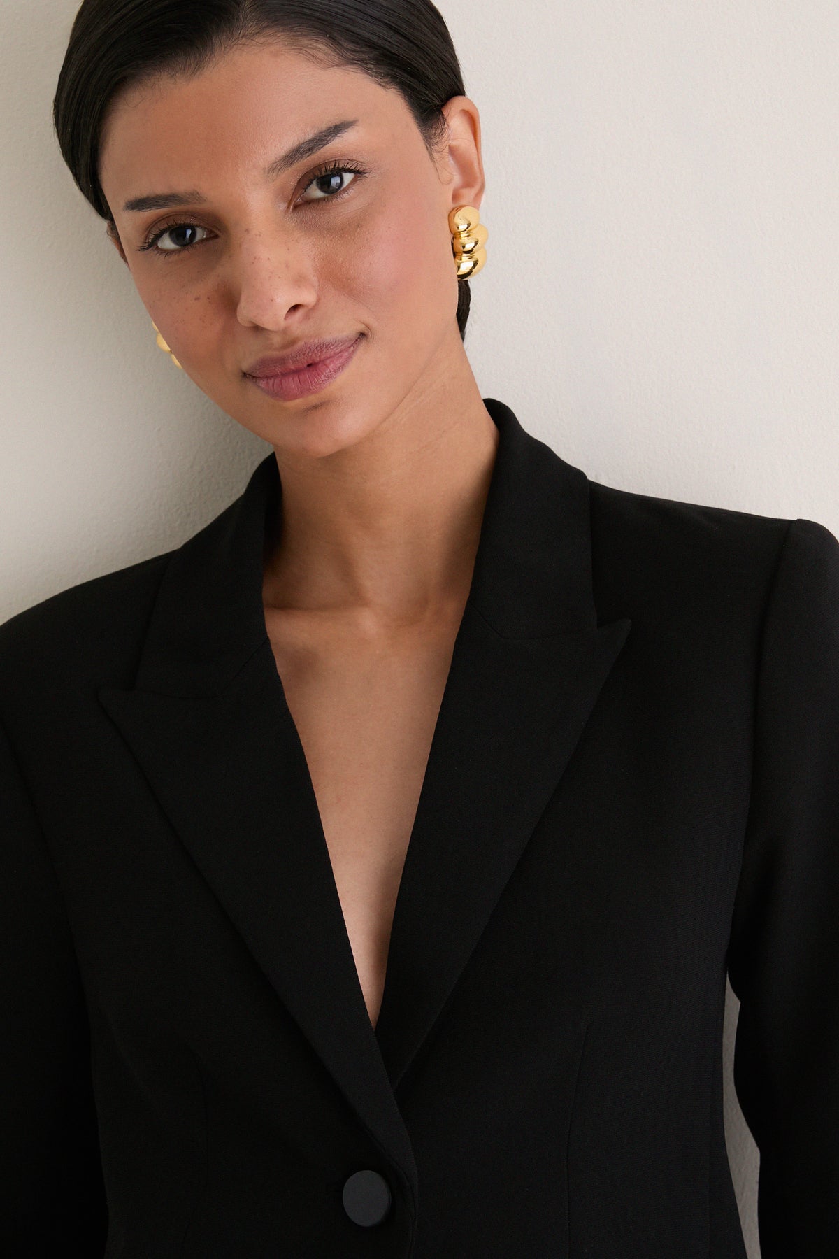 Black Odette Crepe Fringe Blazer