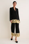 Black Odette Crepe Fringe Blazer