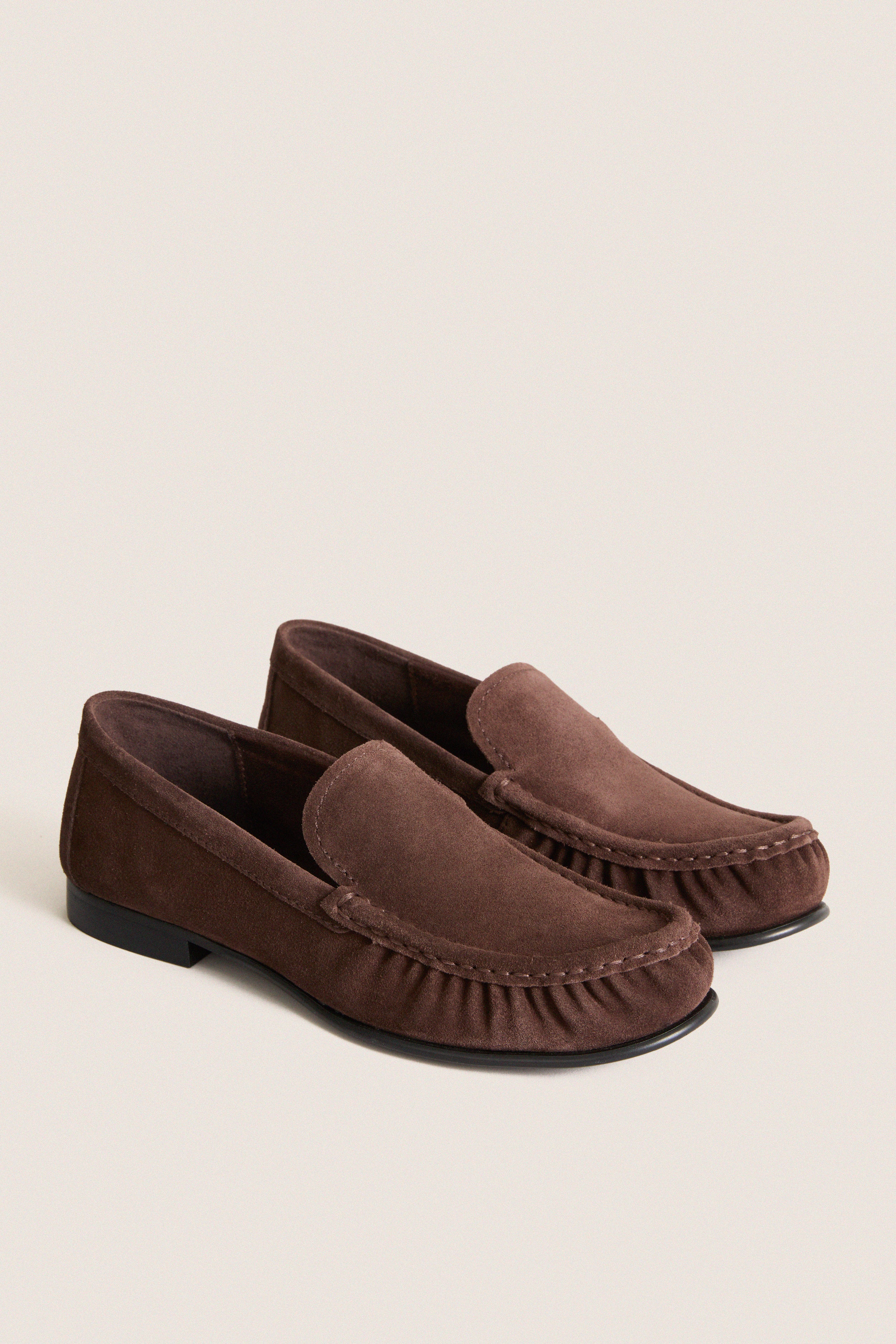 Dark Brown Suede Mazle Loafers