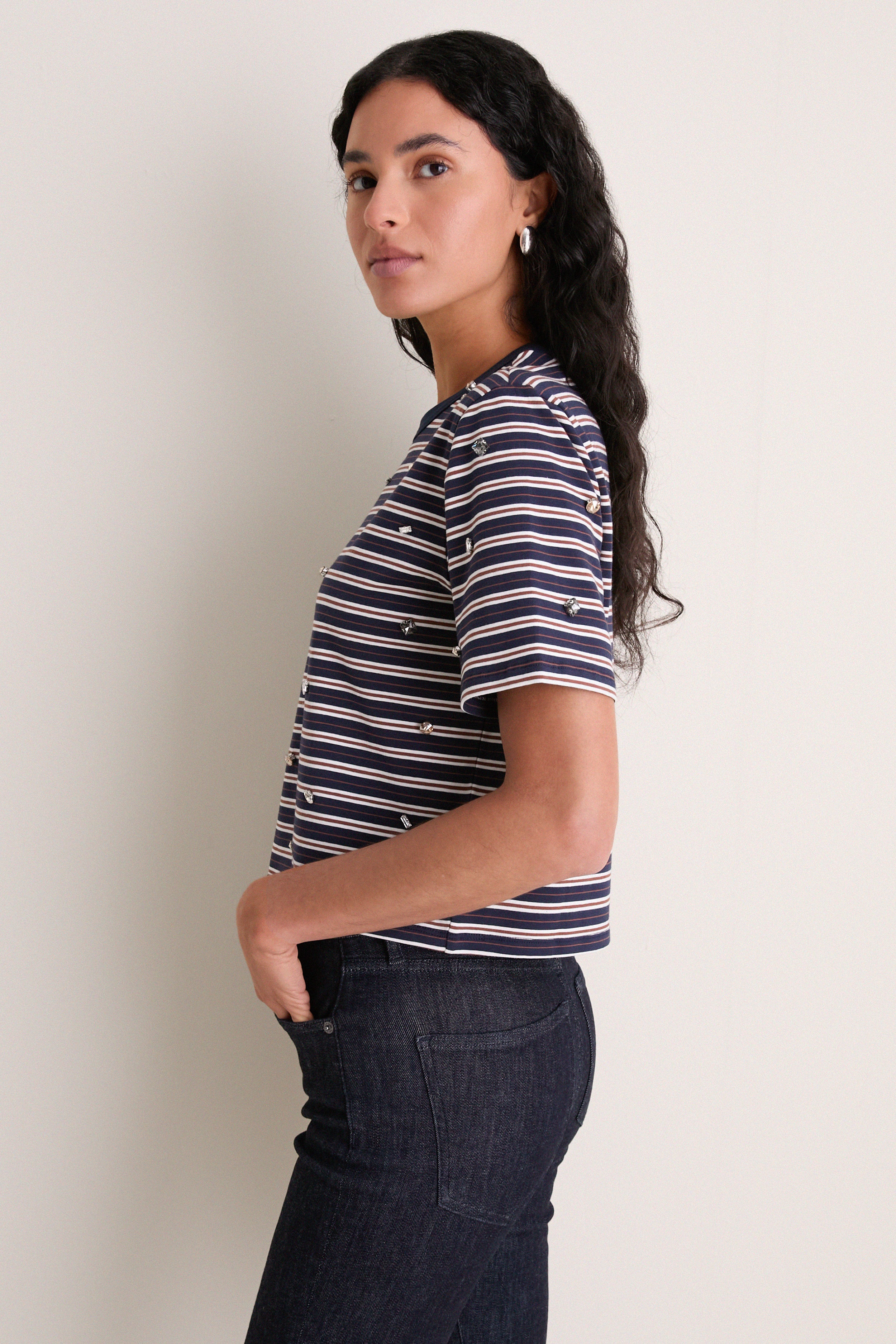 Heritage Navy Multi Sebastian Rhinestone Tee