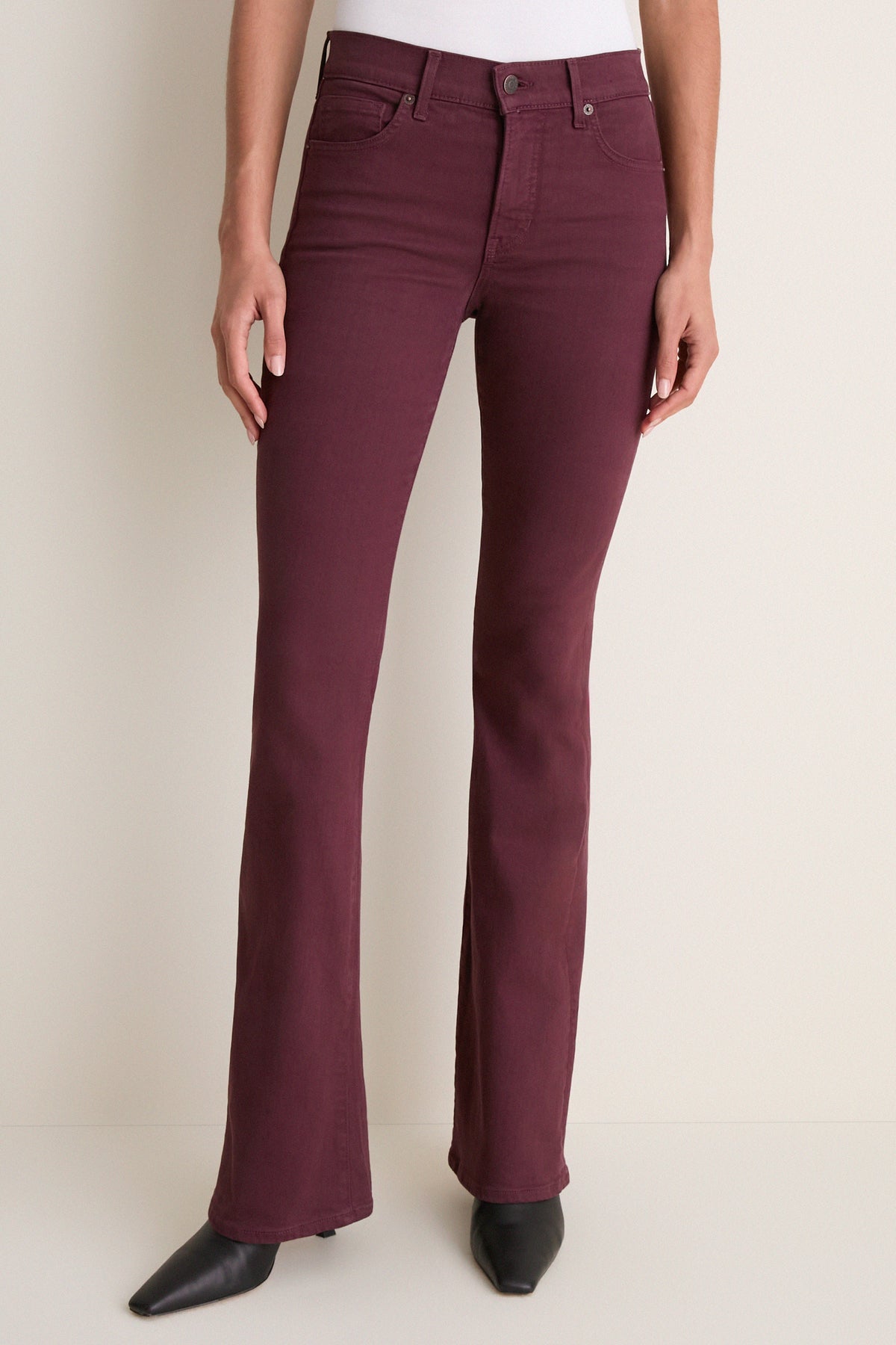 Burgundy Beverly Mid Rise Skinny Flare
