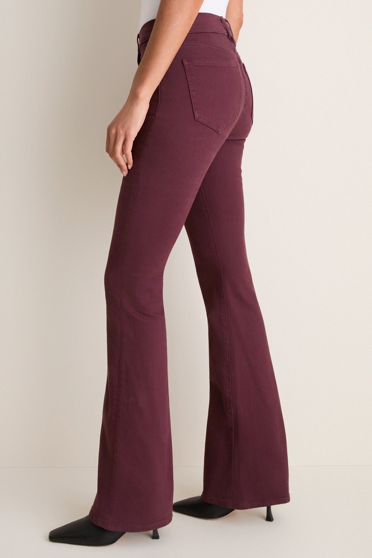Burgundy Beverly Mid Rise Skinny Flare