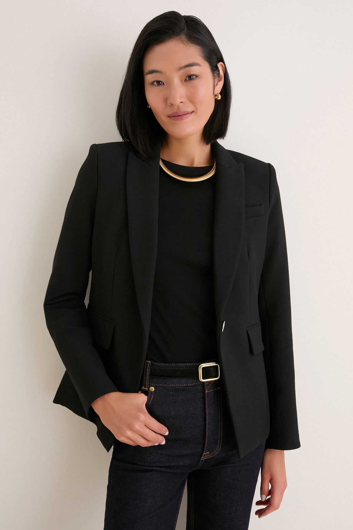 Black Single Breasted Miller Dickey Jacket
