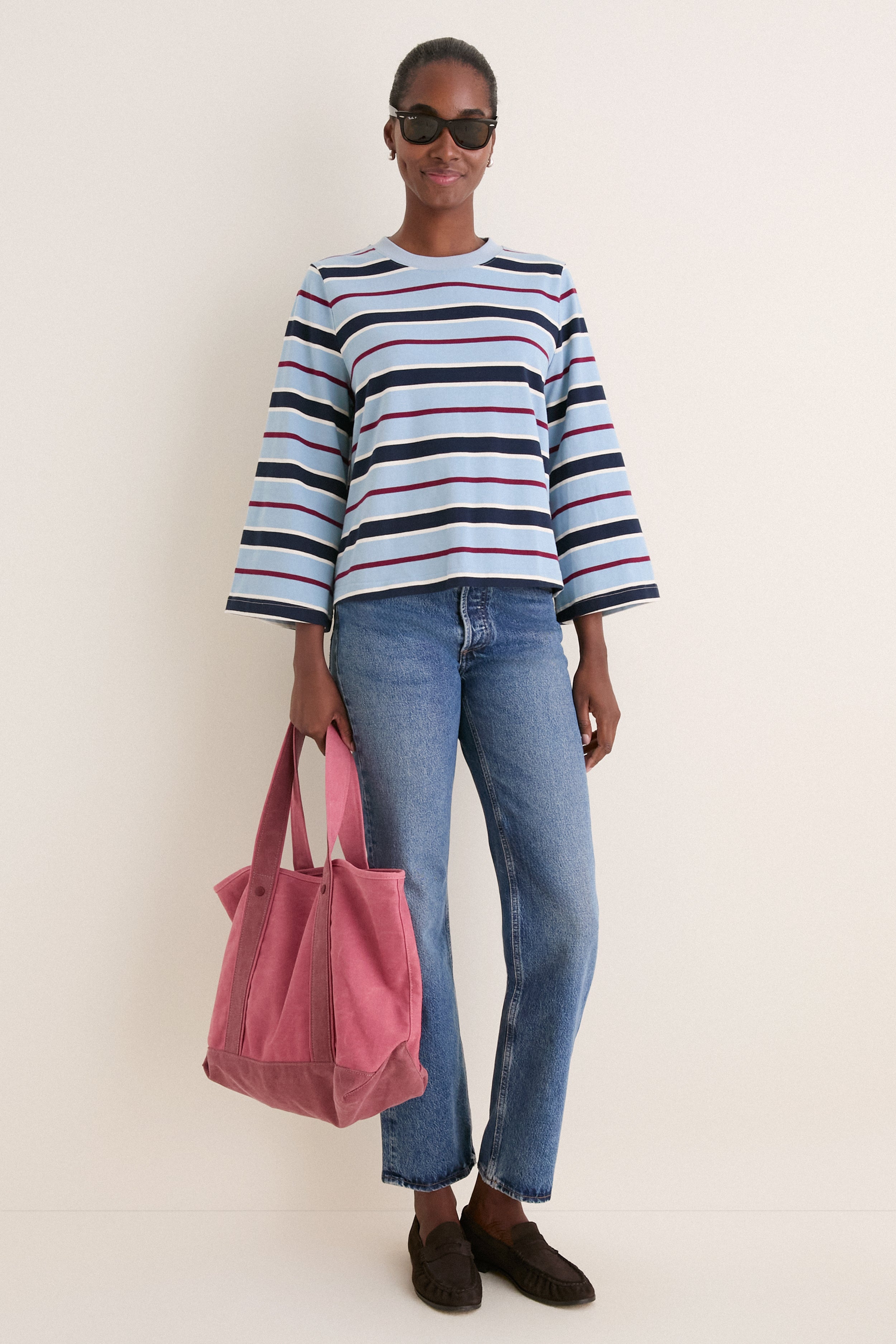 Blue Collegiate Stripe Adler Tee