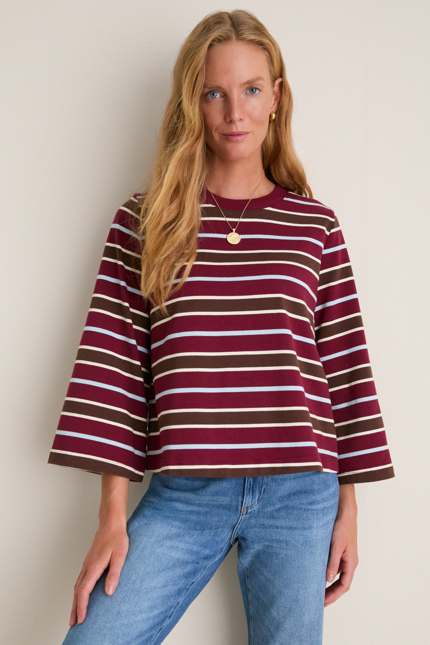 Crimson Collegiate Stripe Adler Tee