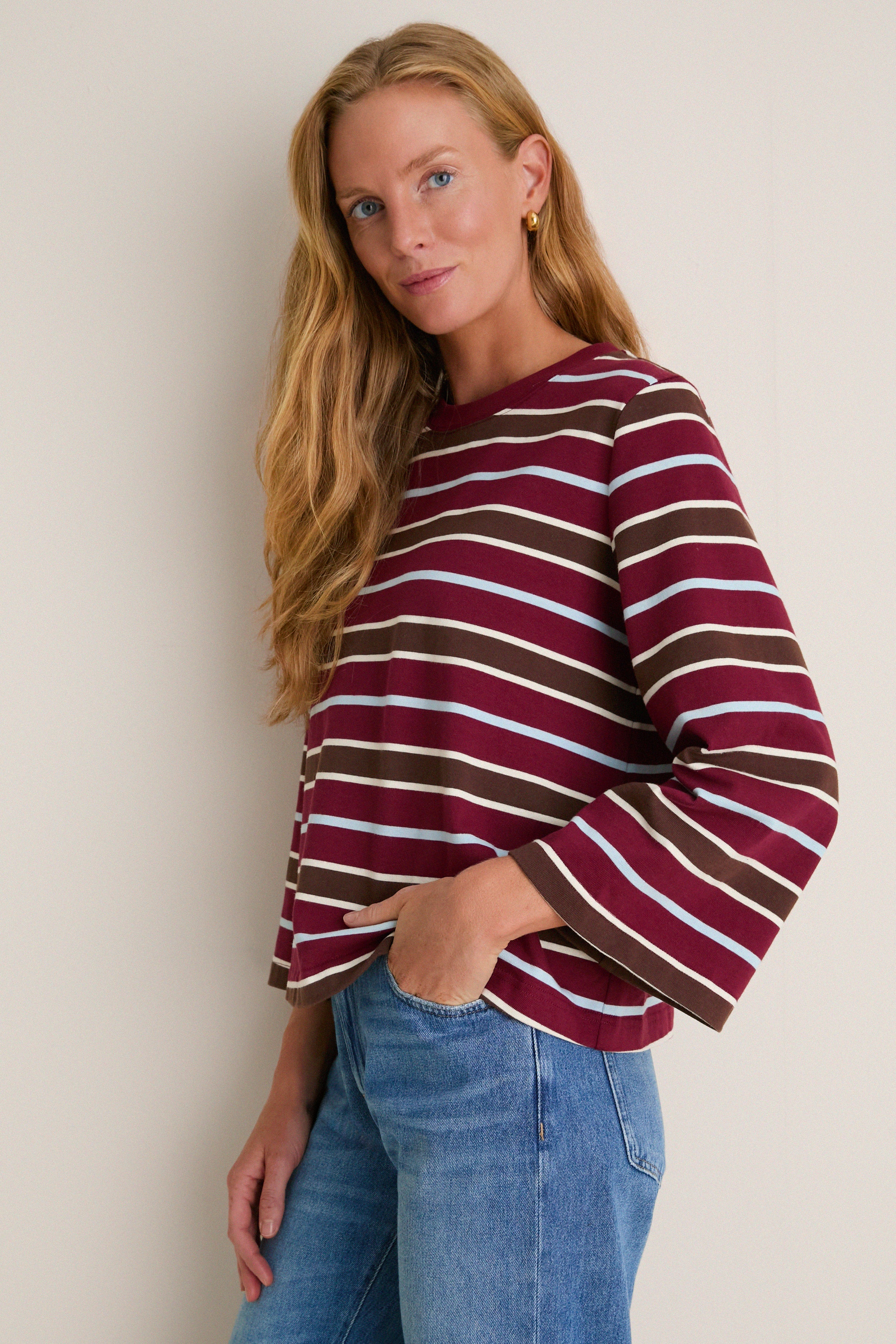 Crimson Collegiate Stripe Adler Tee