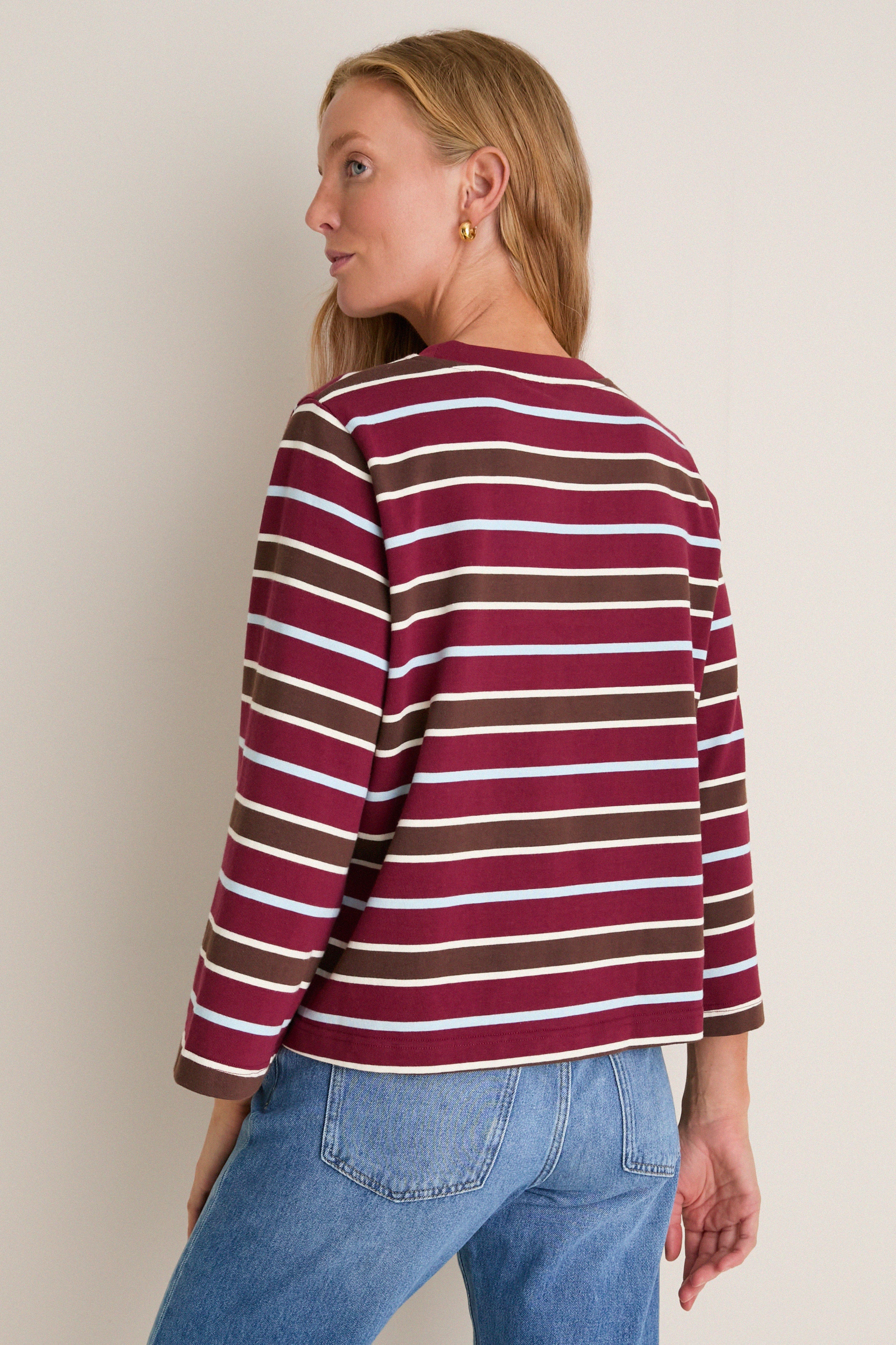 Crimson Collegiate Stripe Adler Tee
