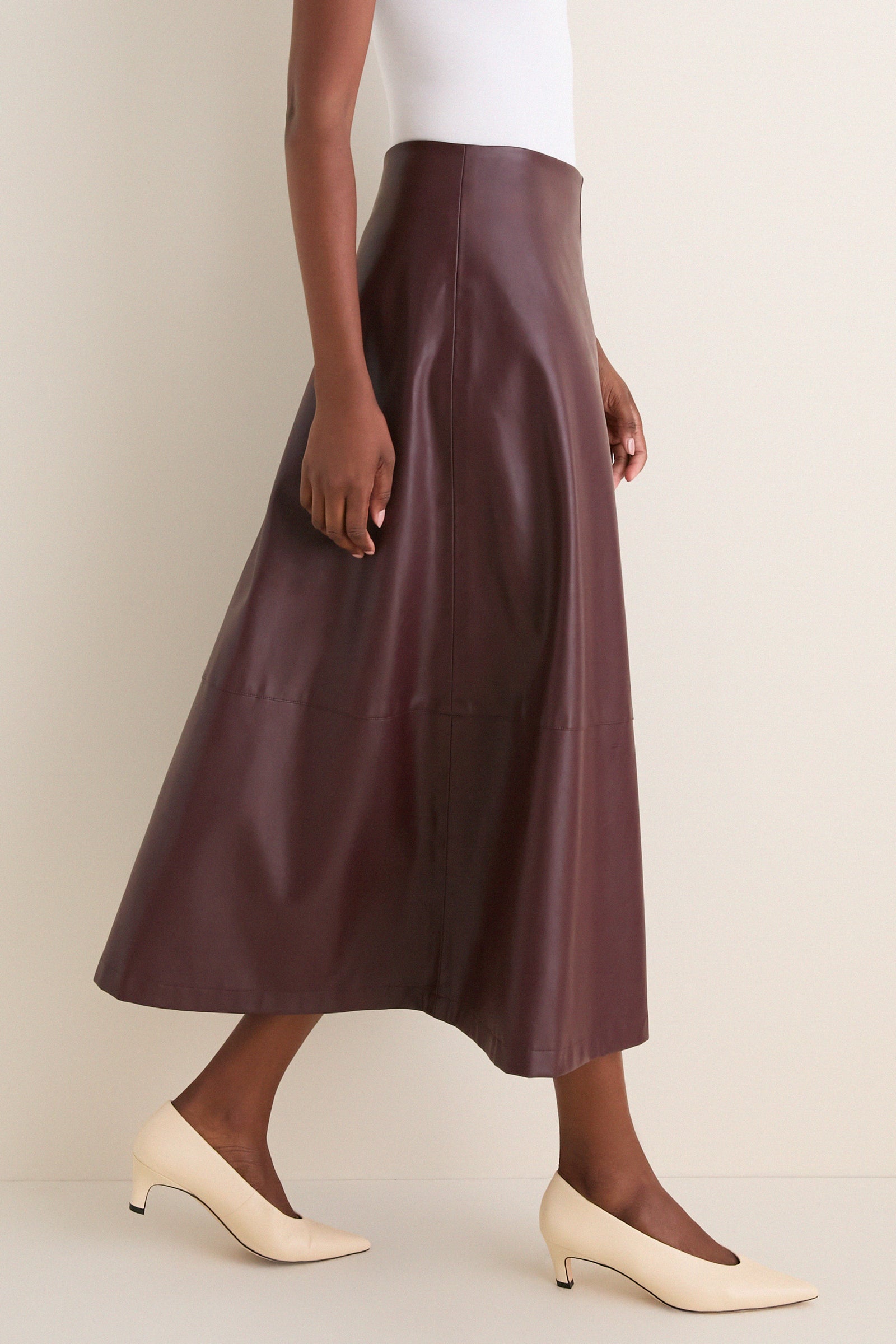 Wine Leather Veronica Skirt