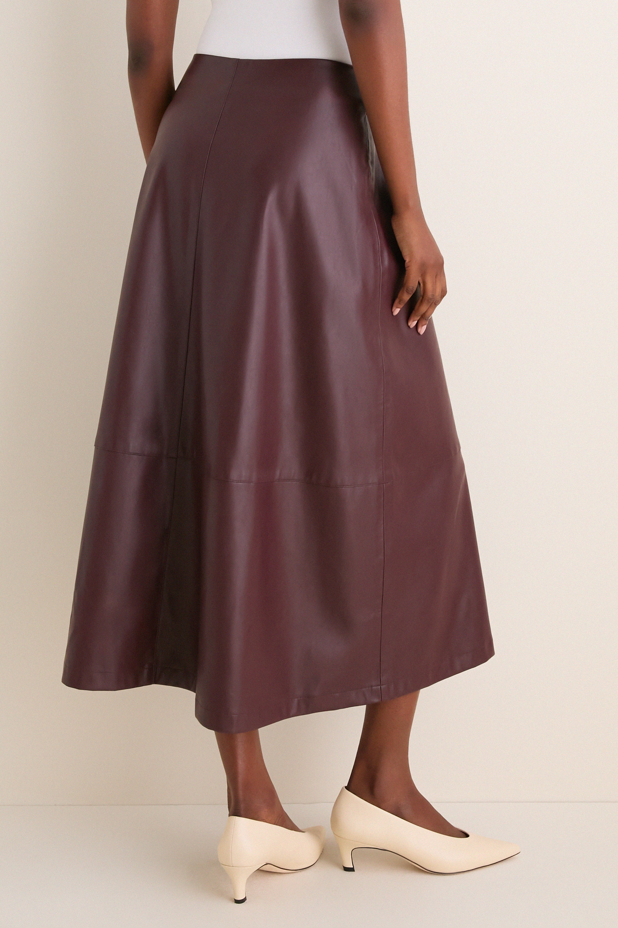 Wine Leather Veronica Skirt