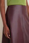 Wine Leather Veronica Skirt