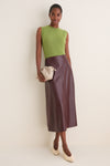Wine Leather Veronica Skirt