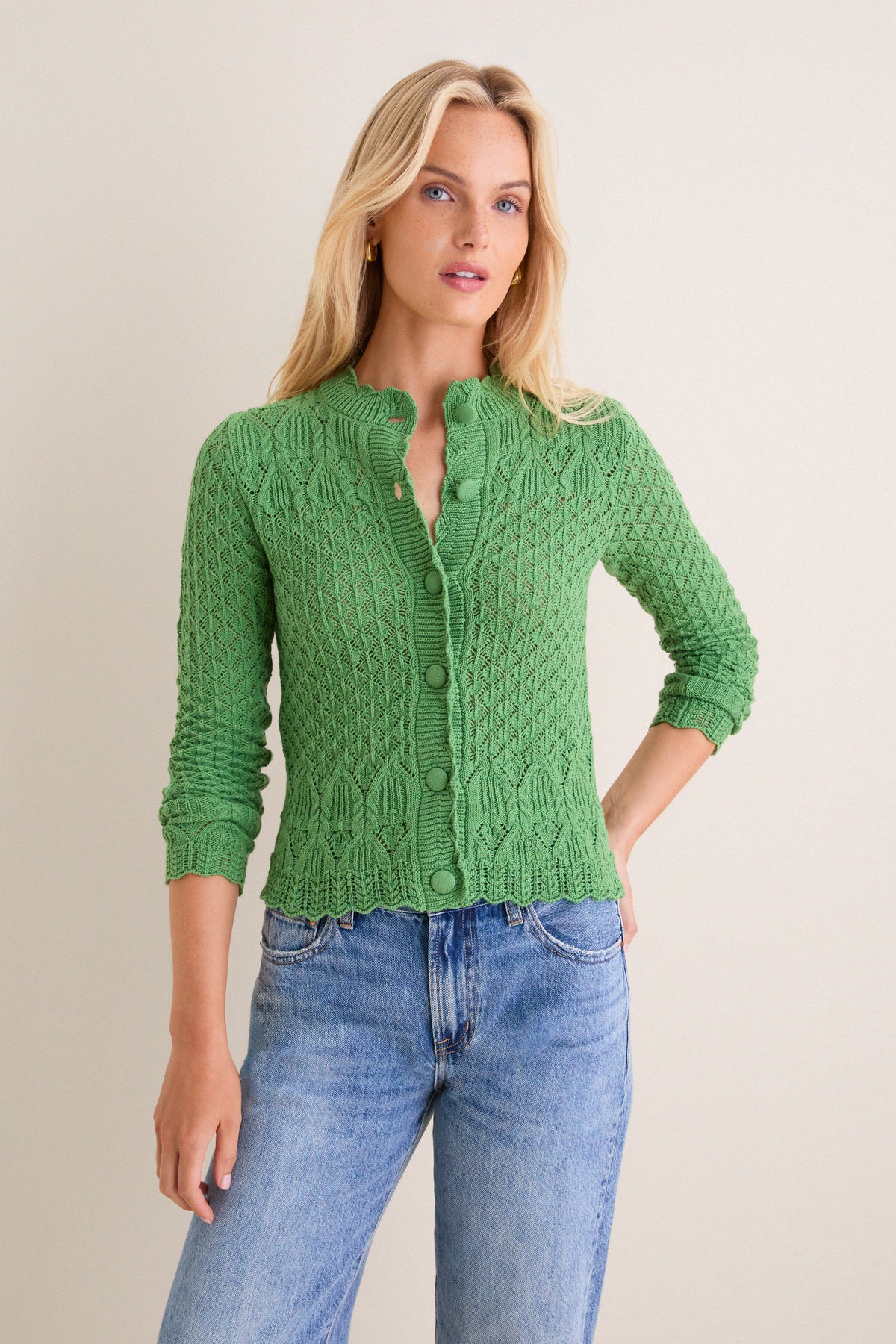 Fern Green Pointelle Capucine Cardigan