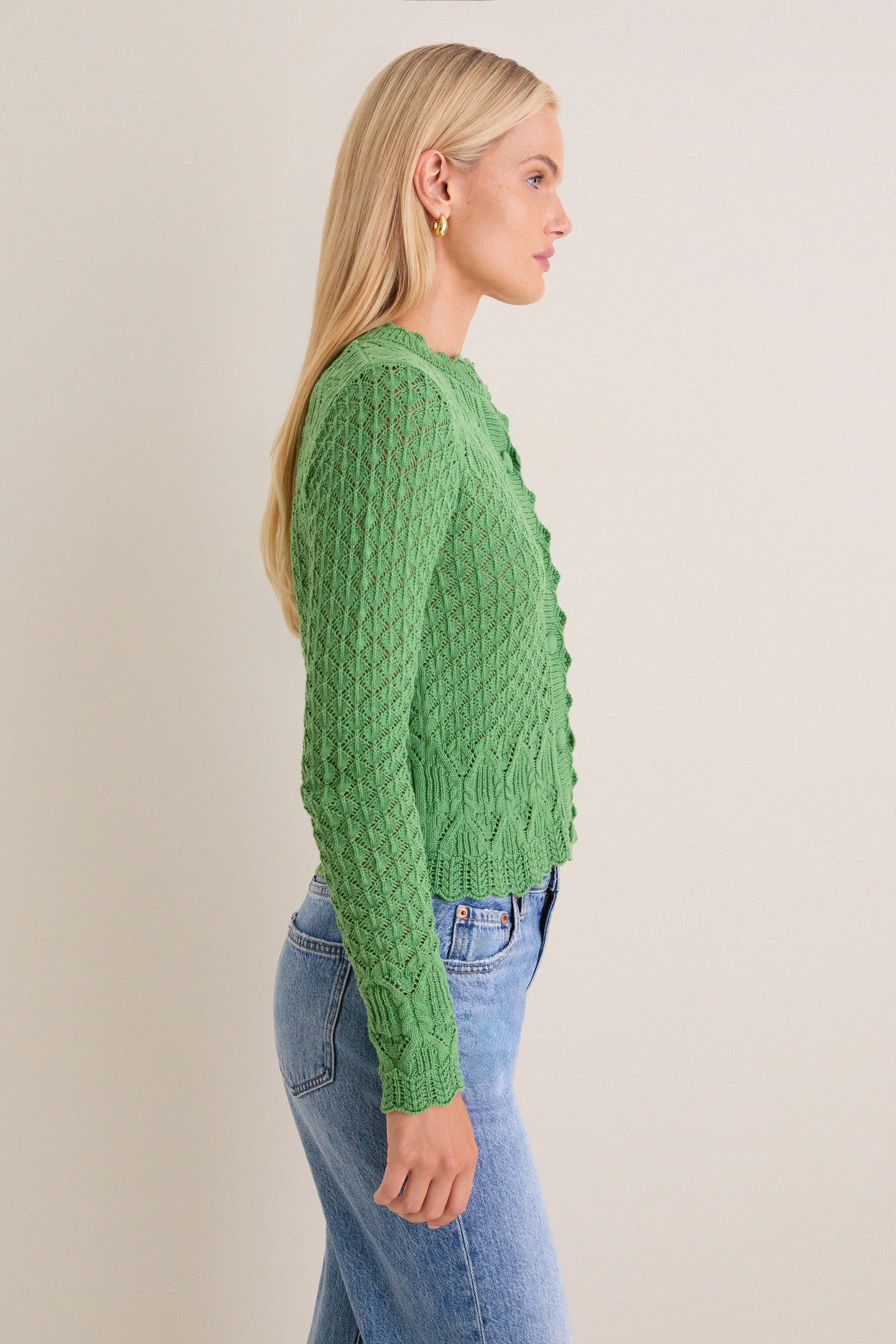 Fern Green Pointelle Capucine Cardigan