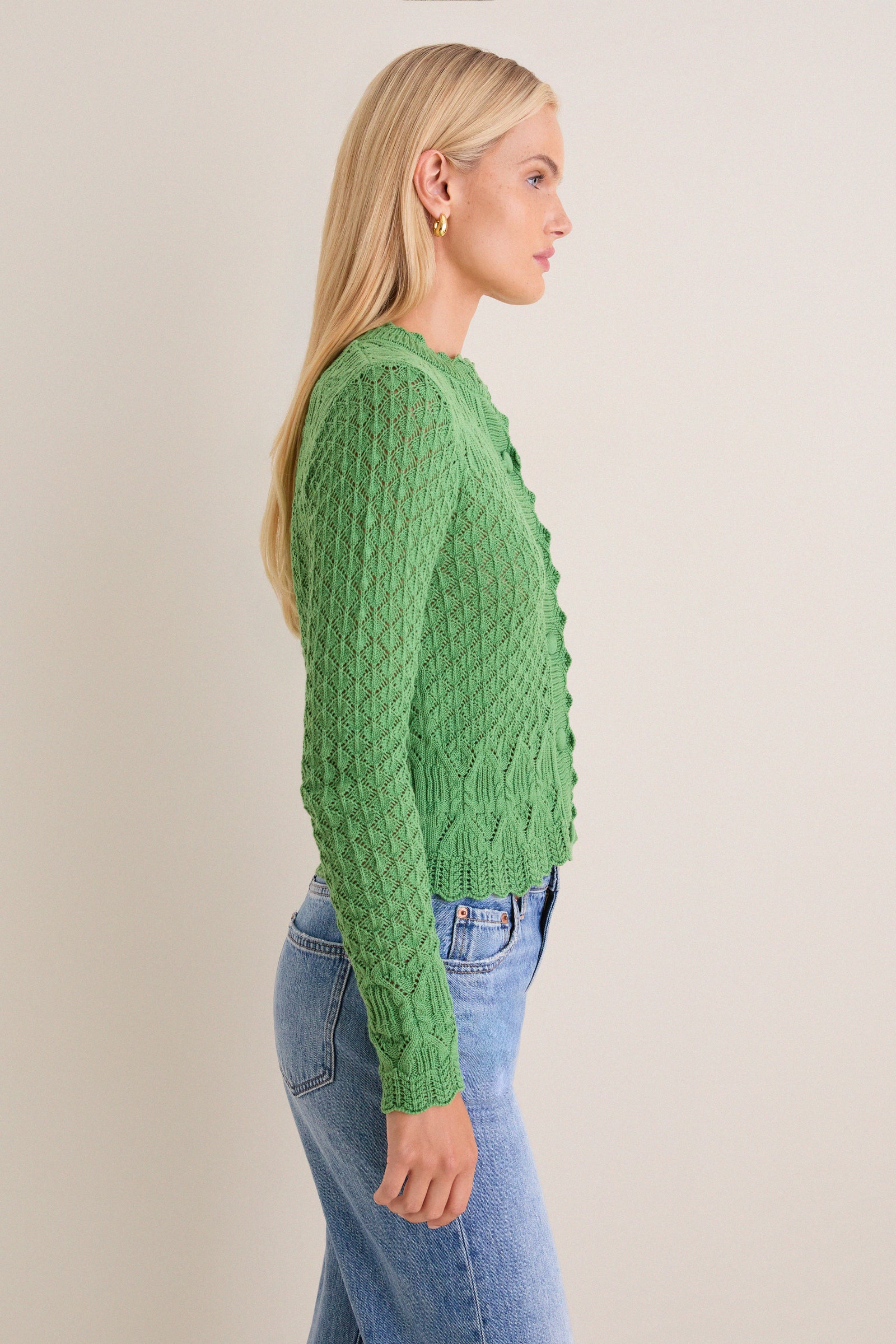 Fern Green Pointelle Capucine Cardigan