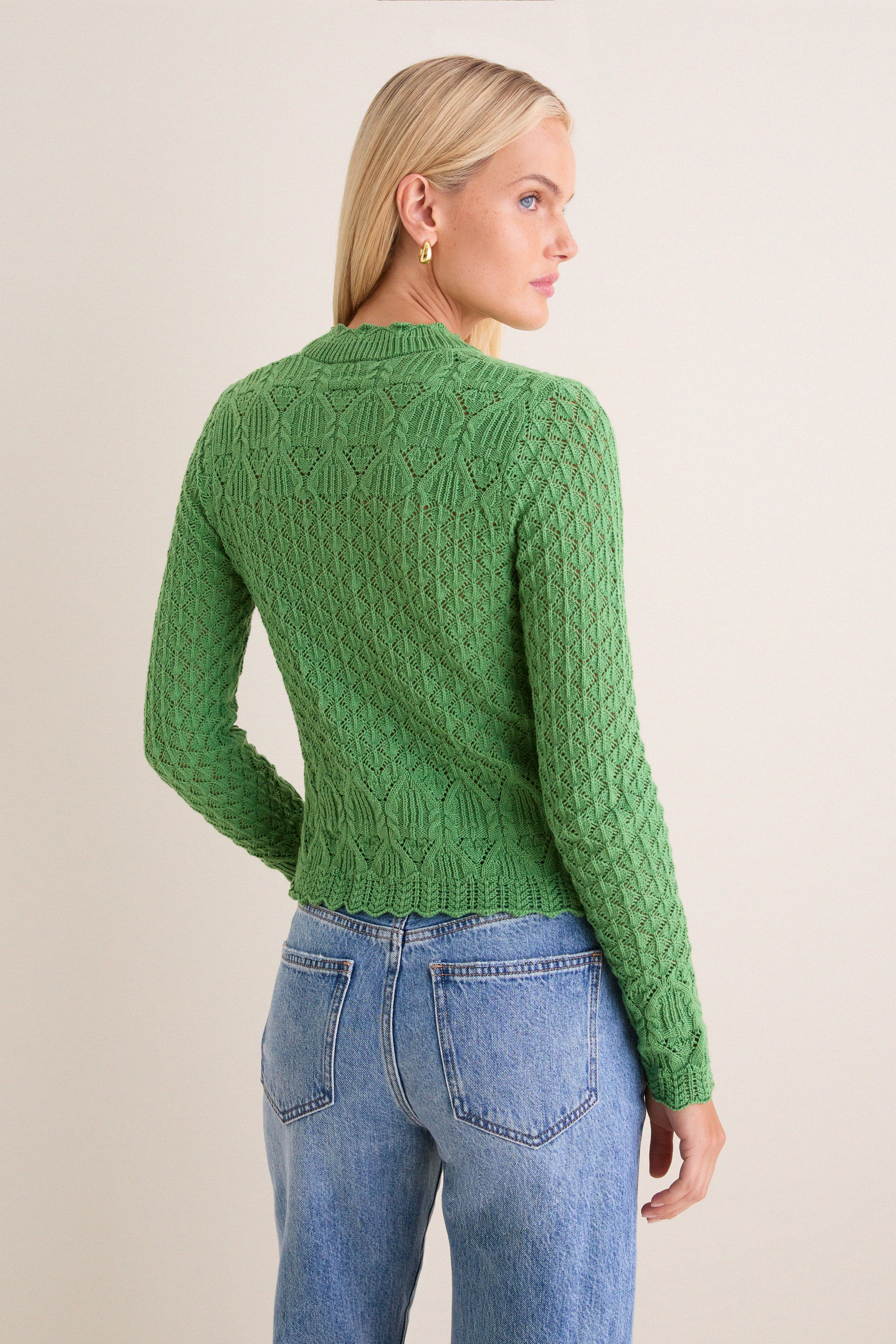 Fern Green Pointelle Capucine Cardigan
