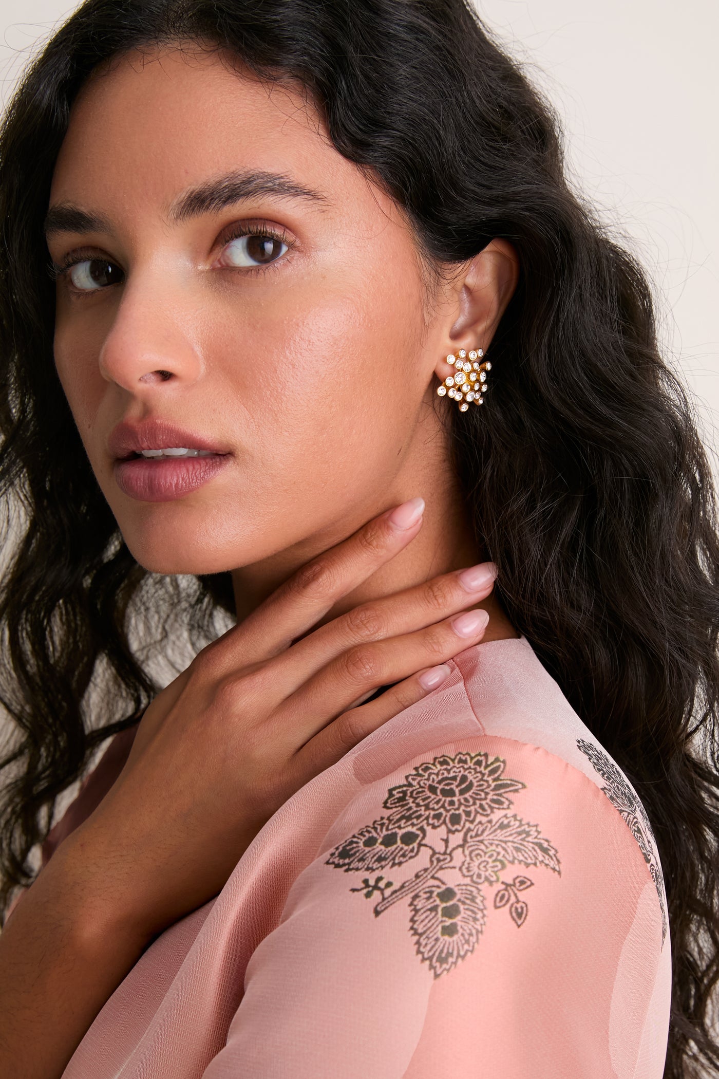 Gold Bezel Cluster Earrings