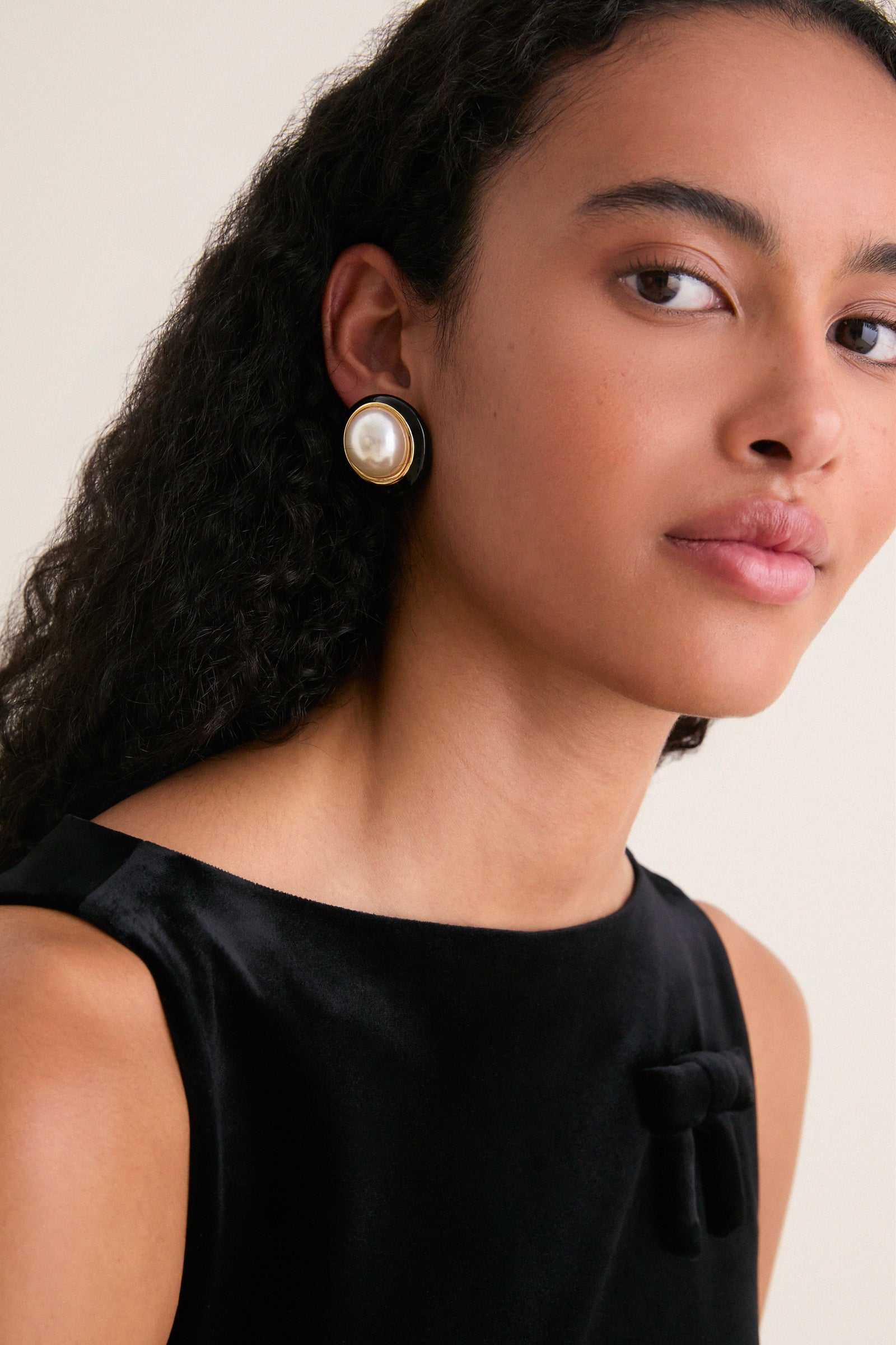 Black and Pearl Onyx Earrings