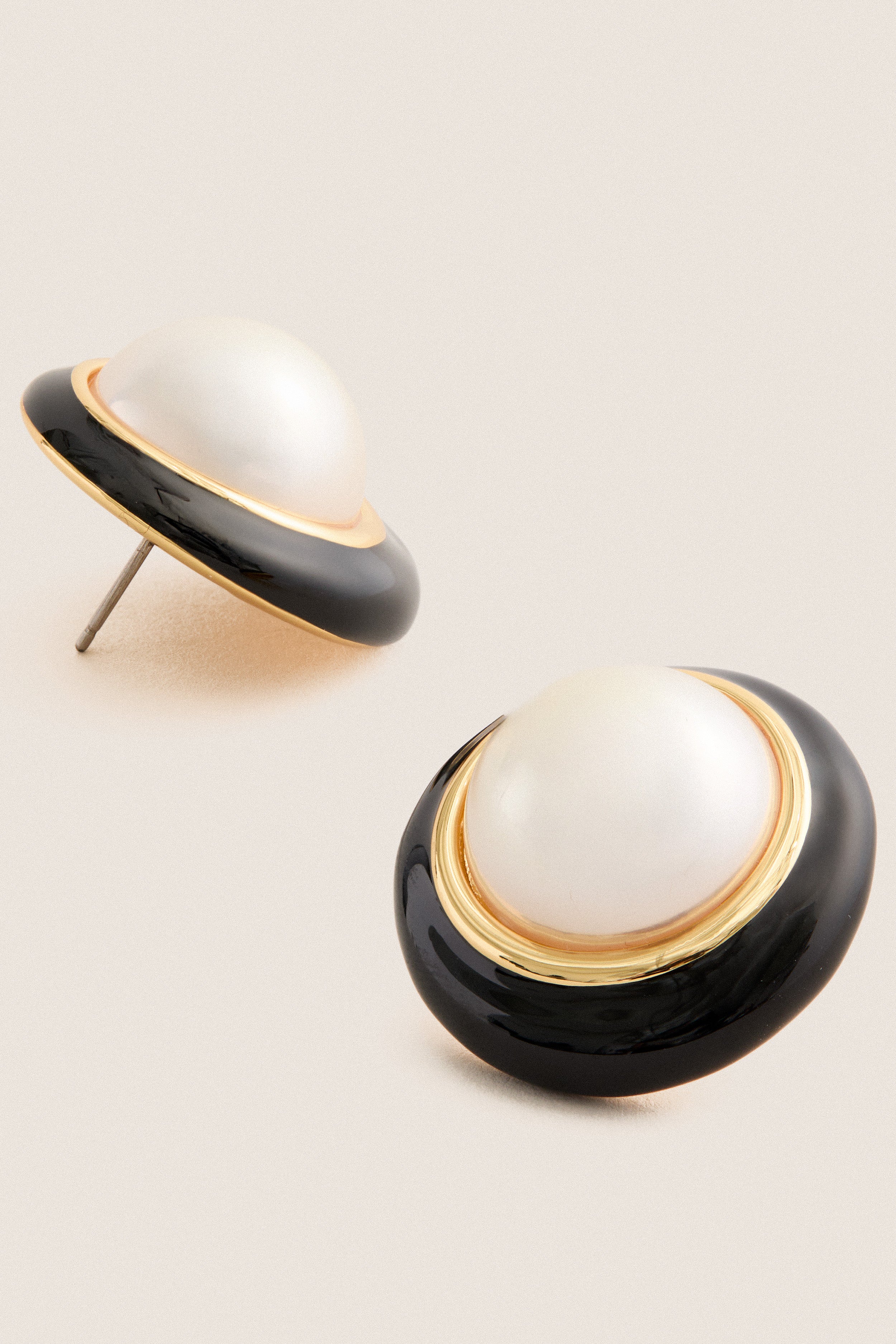 Black and Pearl Onyx Earrings