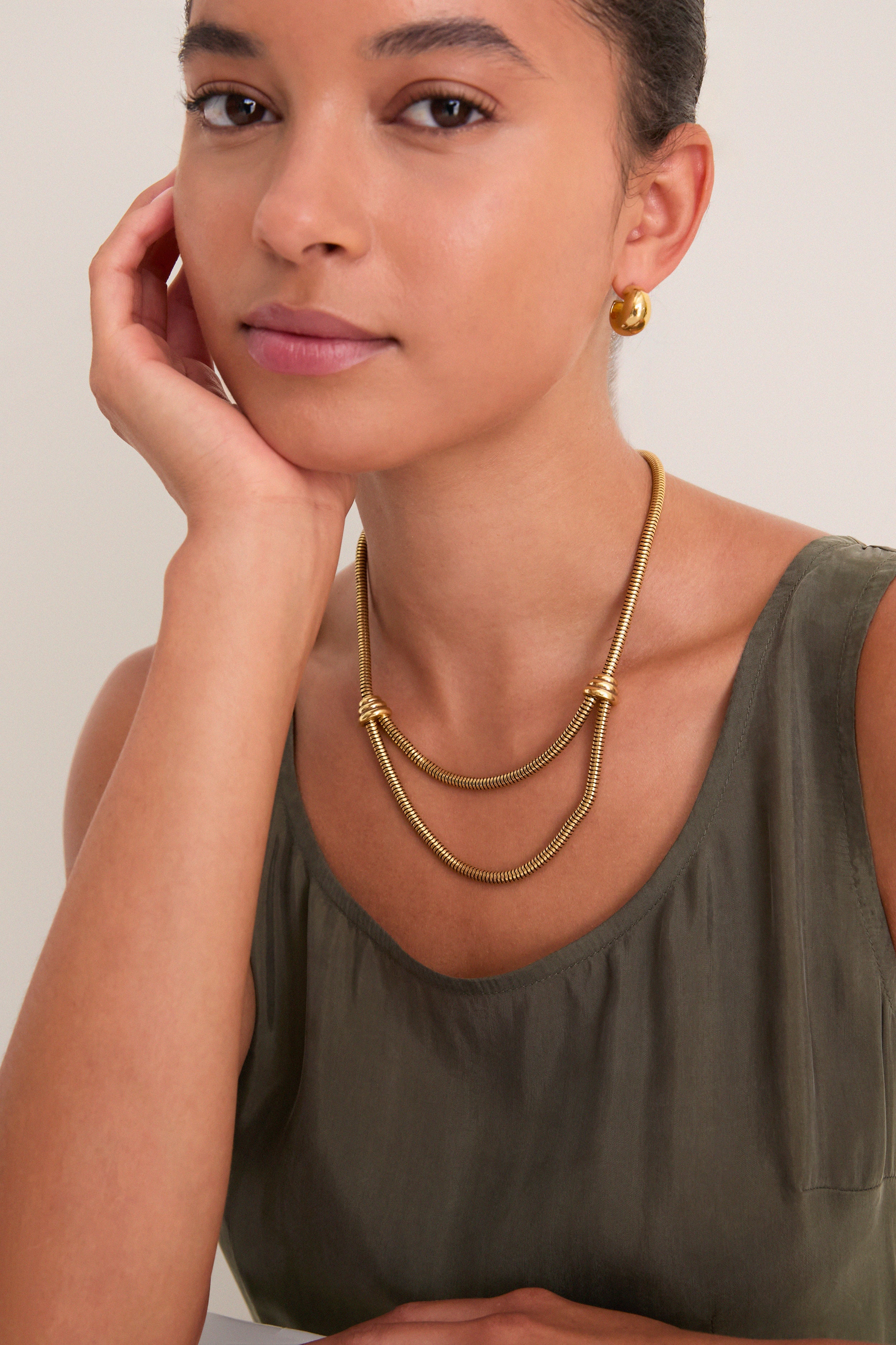 Gold Multi Strand Drop Necklace