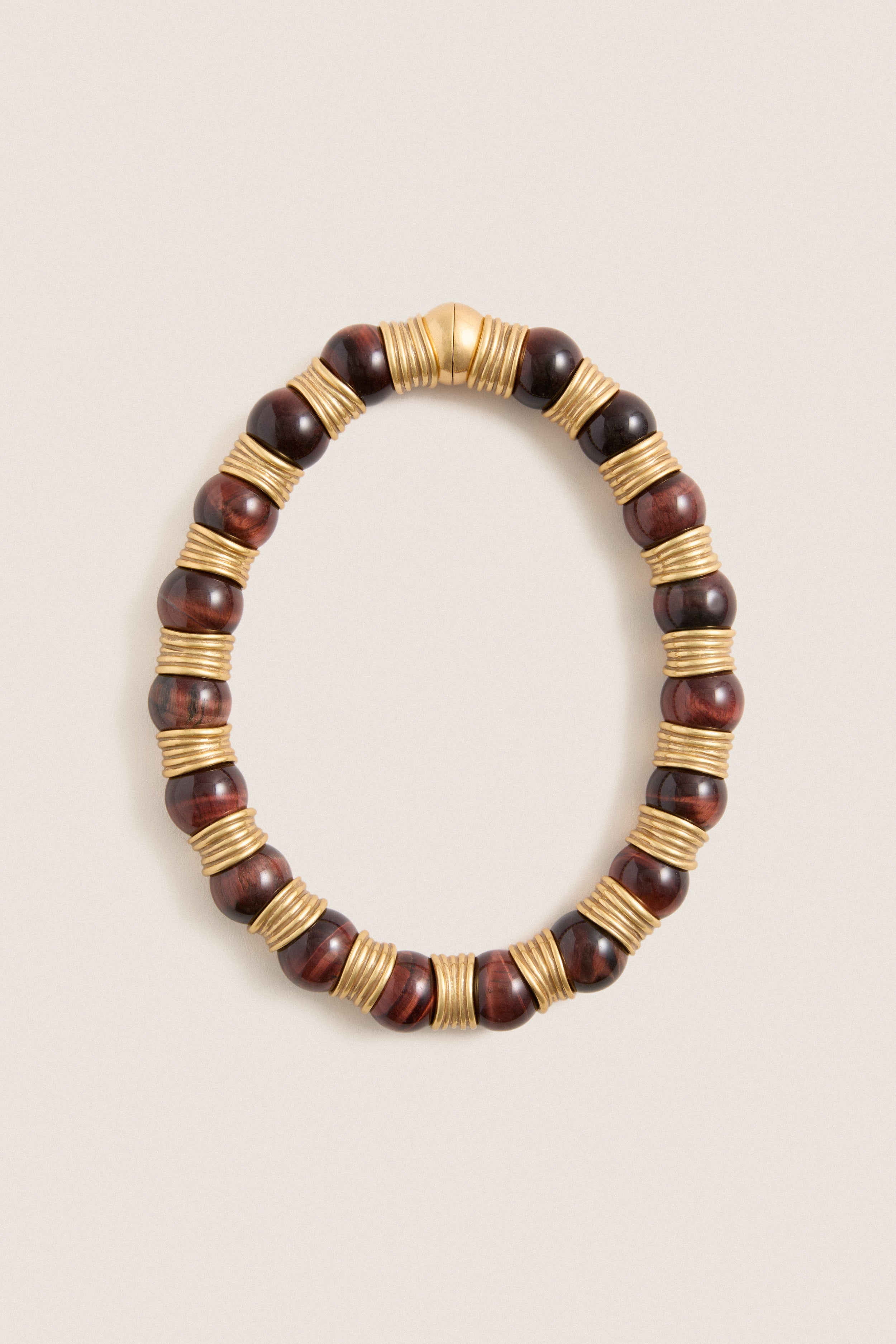 Tiger's Eye and Gold Station Necklace