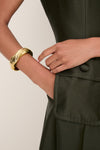 Gold Wave Hinged Bangle Bracelet