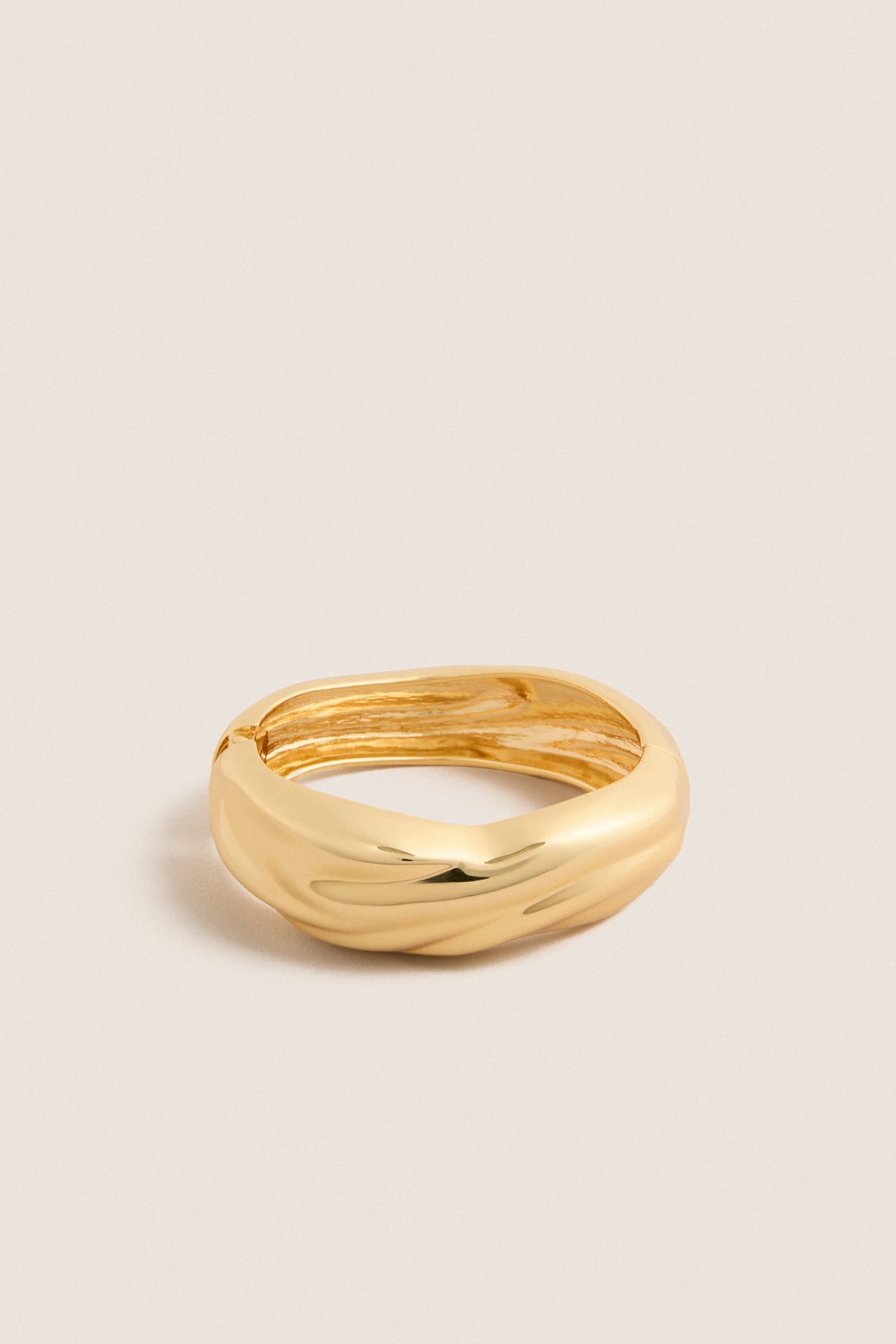Gold Wave Hinged Bangle Bracelet