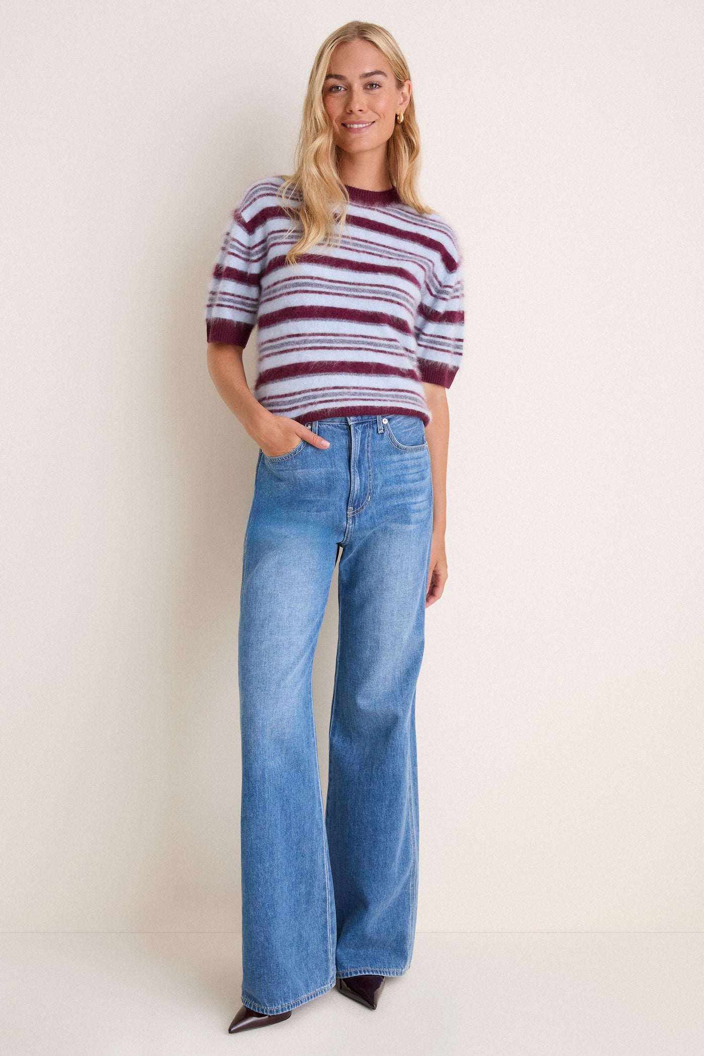 Multi Helen Brushed Wool Knit Sweater