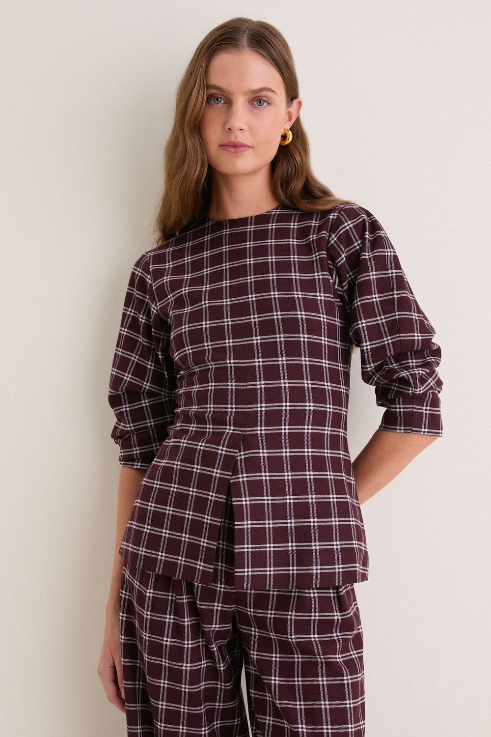 Check Janey Ruched Sleeve Top