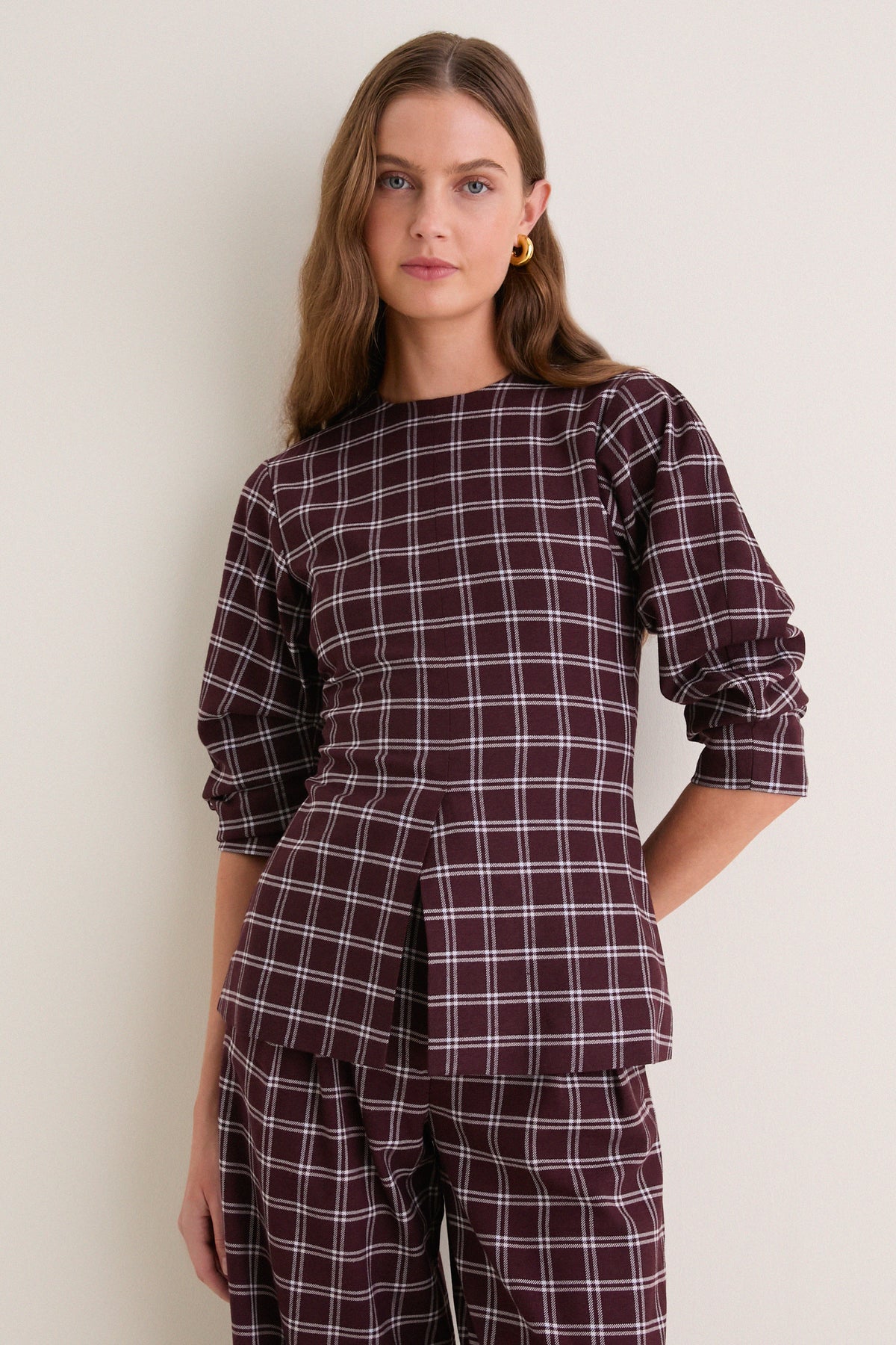 Check Janey Ruched Sleeve Top