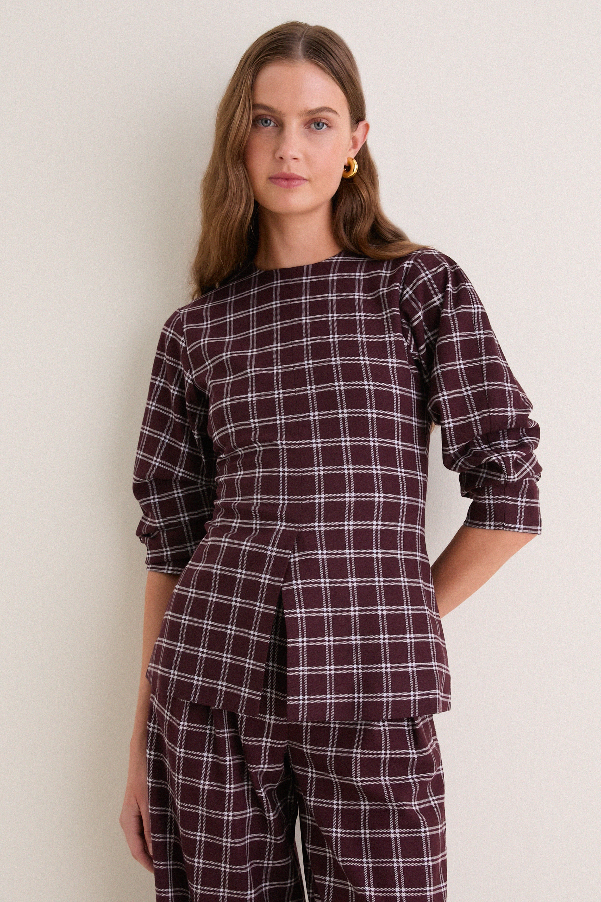 Check Janey Ruched Sleeve Top