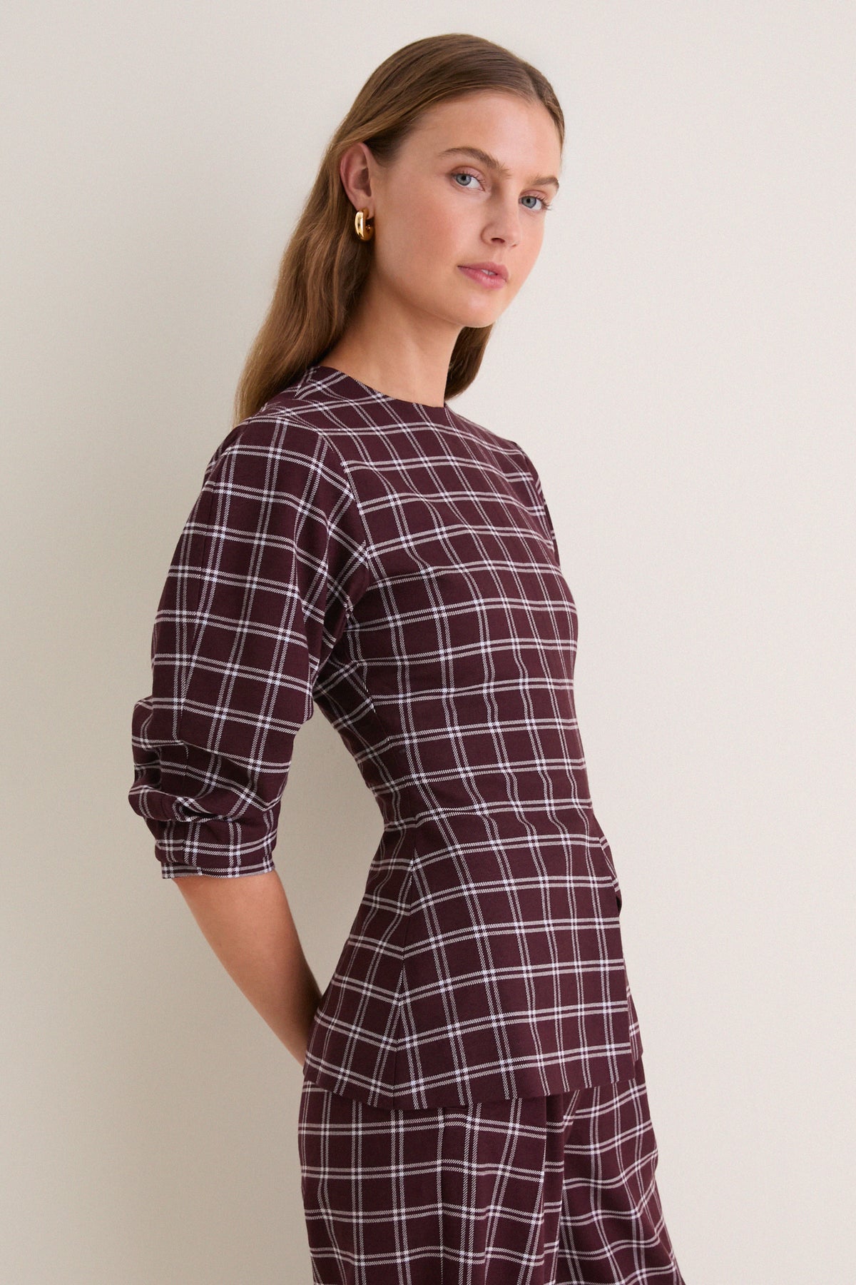 Check Janey Ruched Sleeve Top