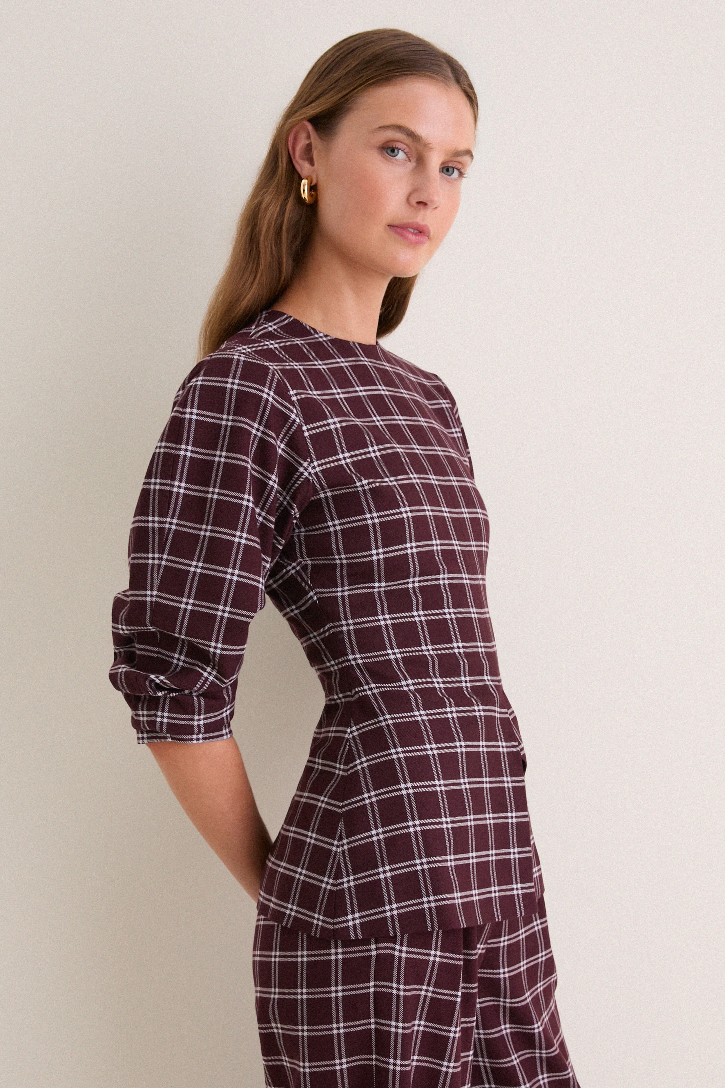 Check Janey Ruched Sleeve Top