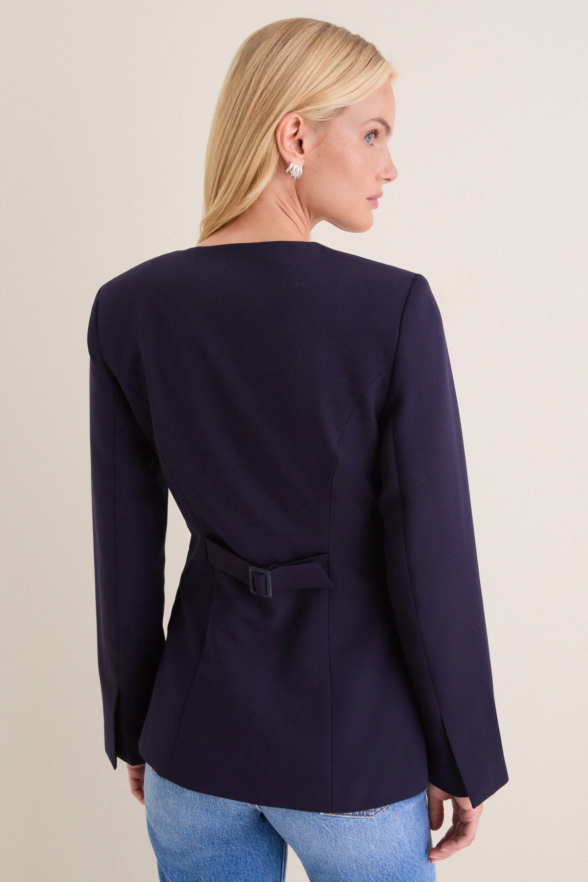 Navy Daphne Waisted Blazer