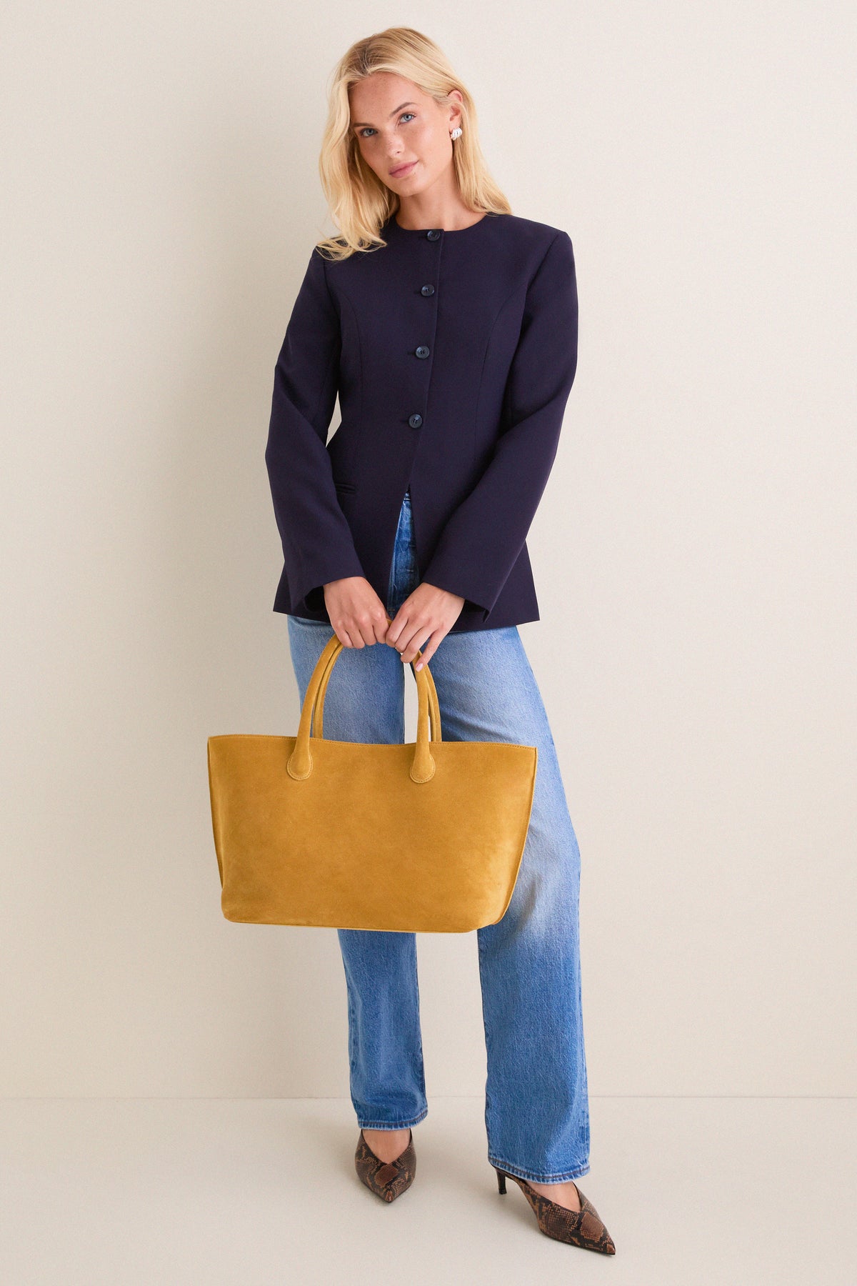 Navy Daphne Waisted Blazer