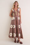 Old World Bohemia Estele Tie Midi Dress