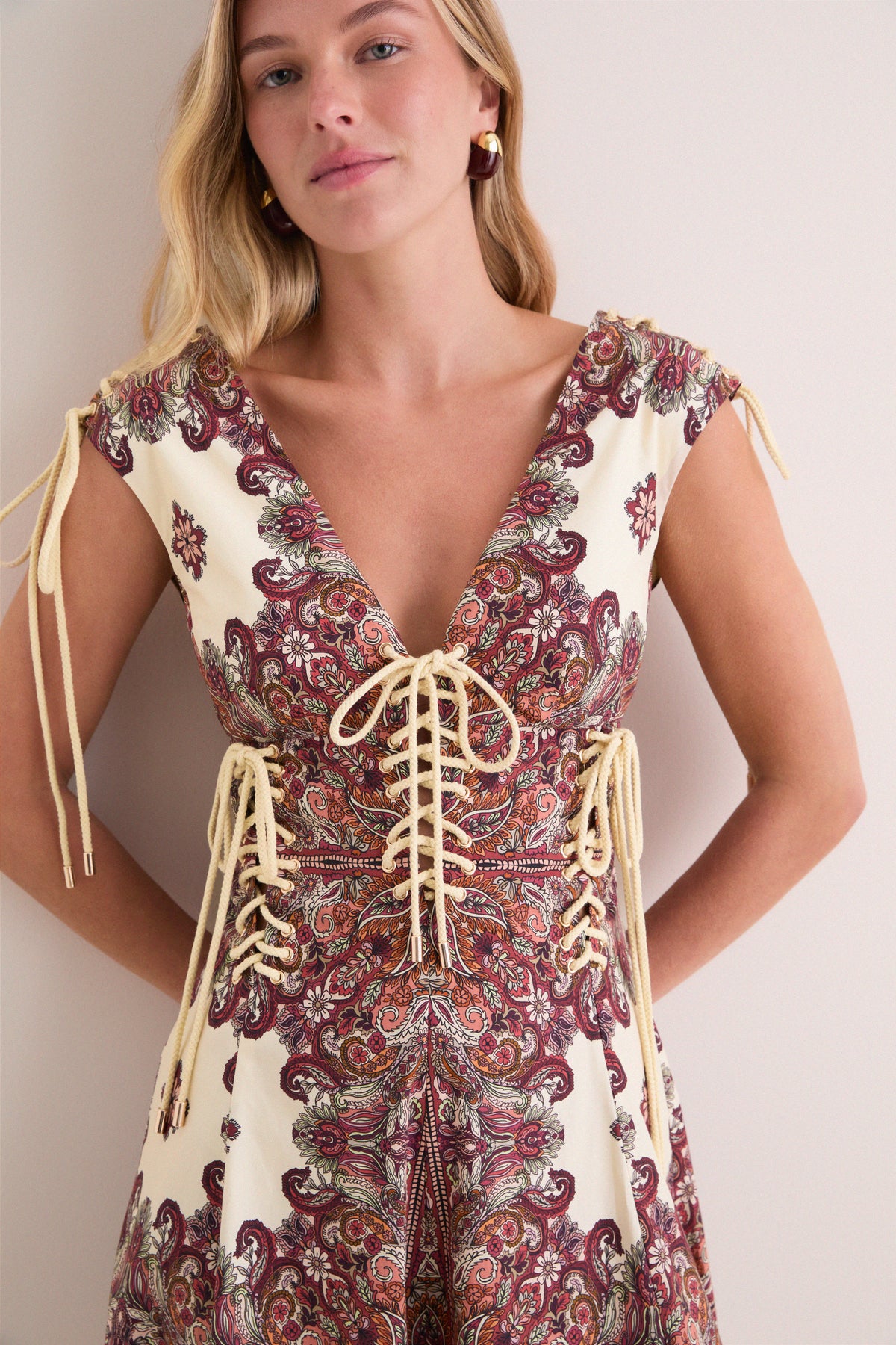 Old World Bohemia Estele Tie Midi Dress
