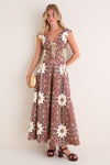 Old World Bohemia Estele Tie Midi Dress