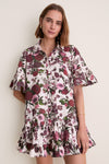 Ivory Burgundy Pink Miranda Mini Shirt Dress