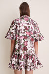 Ivory Burgundy Pink Miranda Mini Shirt Dress