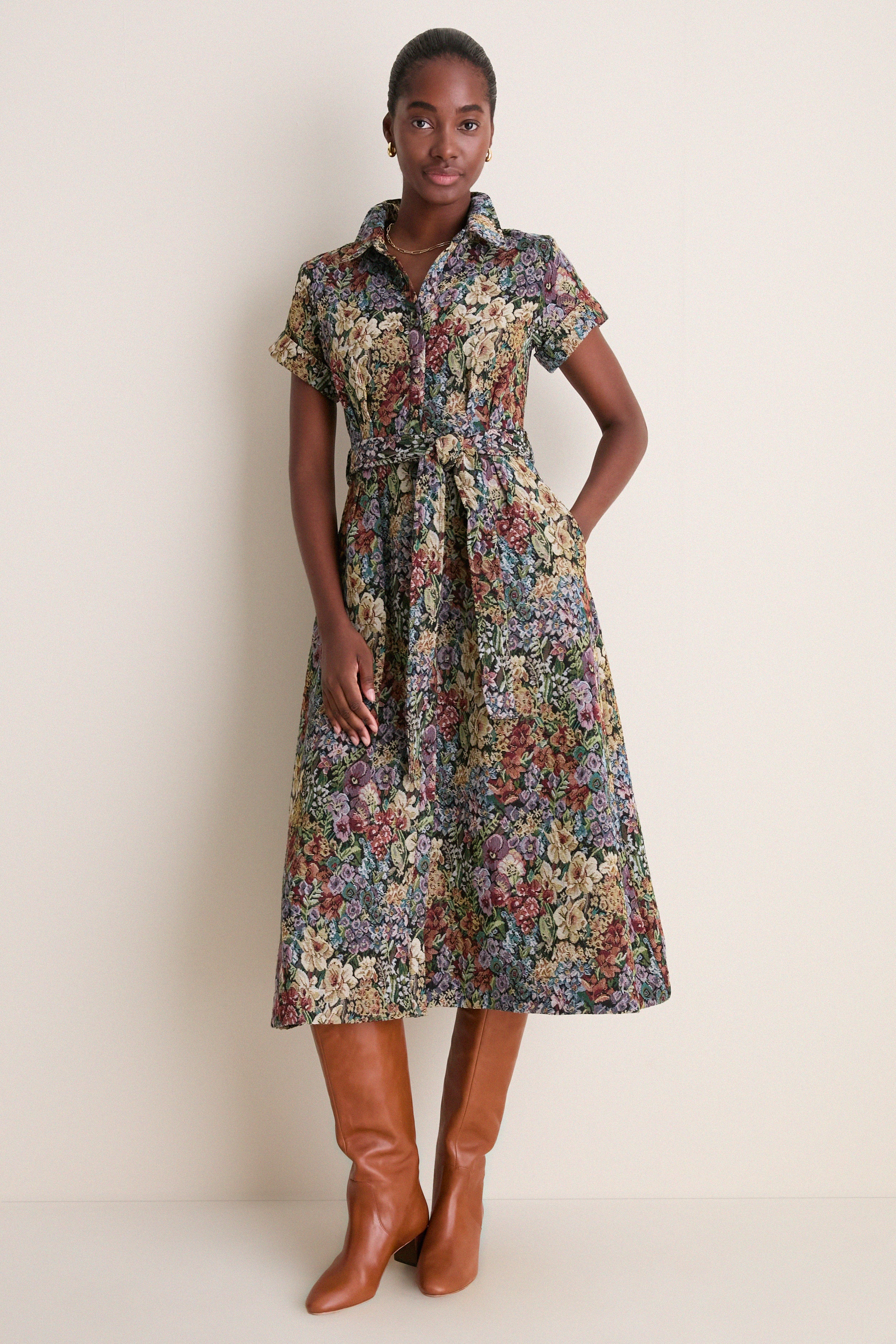 Black Multi Floral Mischa Midi Dress