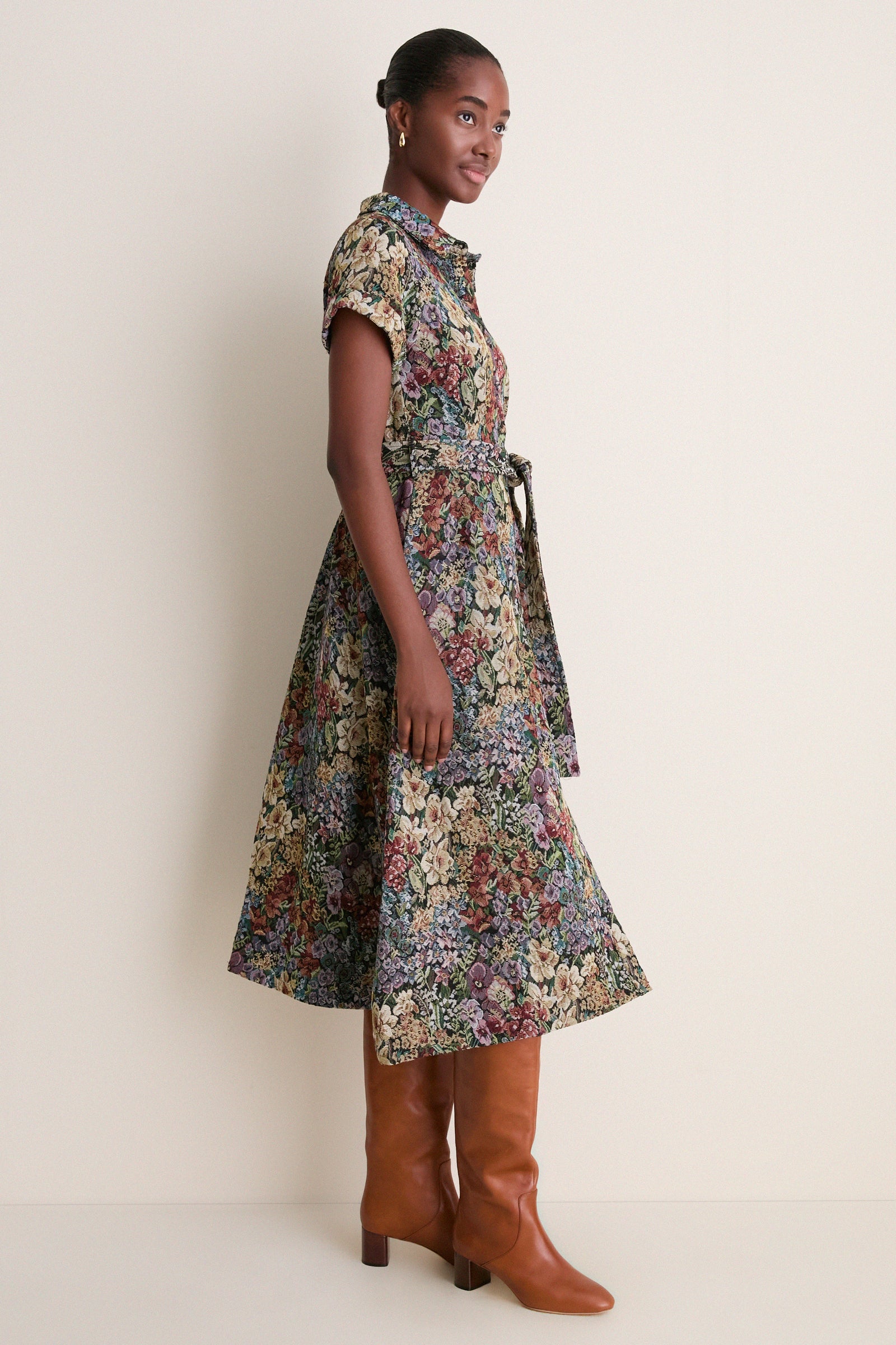 Black Multi Floral Mischa Midi Dress