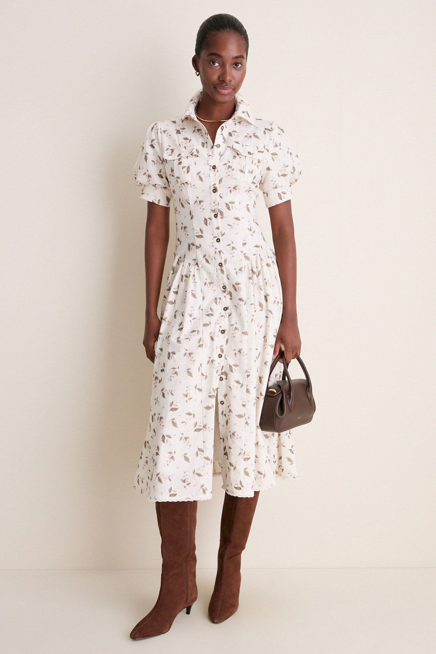 Ivory Olive Hannah Midi Shirt Dress