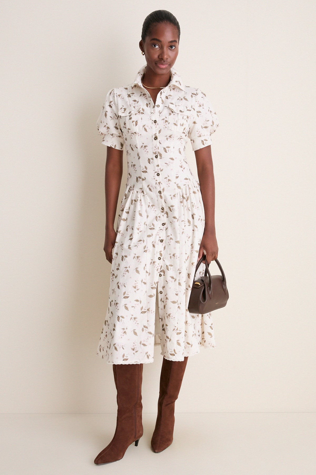 Ivory Olive Hannah Midi Shirt Dress