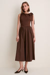 Brown Jane Mixed Media Midi Dress