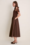 Brown Jane Mixed Media Midi Dress