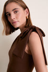 Brown Jane Mixed Media Midi Dress