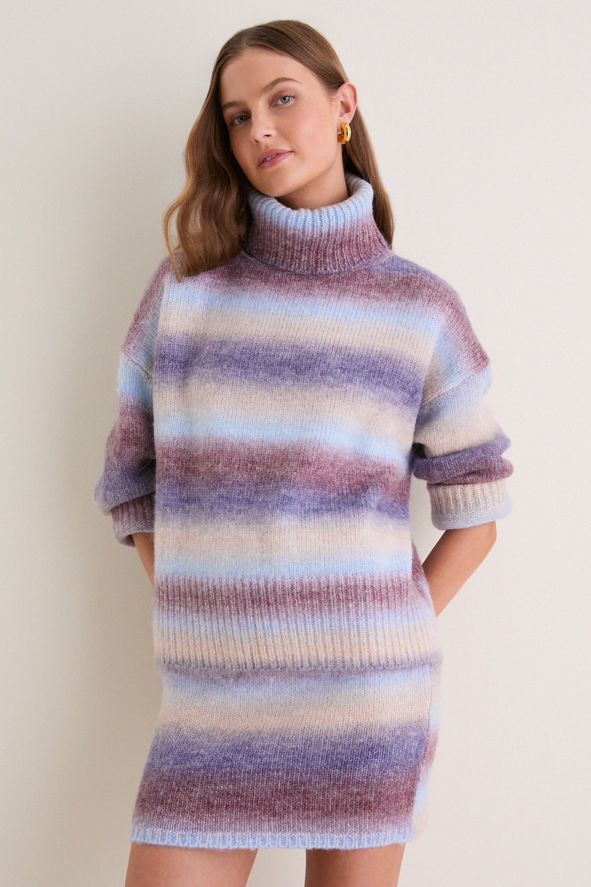 Blue Brown Ombre Erin Turtleneck Sweater